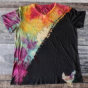 Mens 2XL T-Shirt Half Reversed Rainbow